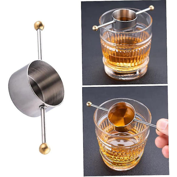 Baarijiggeri kahvalla, ruostumaton teräs, 30 ml, cocktail-viskin mitta-astia, viinin sekoitin, baaritarvikkeet, 30 ml baarijiggerit (hopea) (1 kpl)