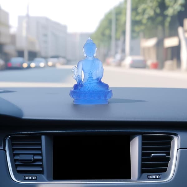 Buddha Staty Prydnad Buddha Figur Harts Kreativ Design Symboliserar Lycka Varm
