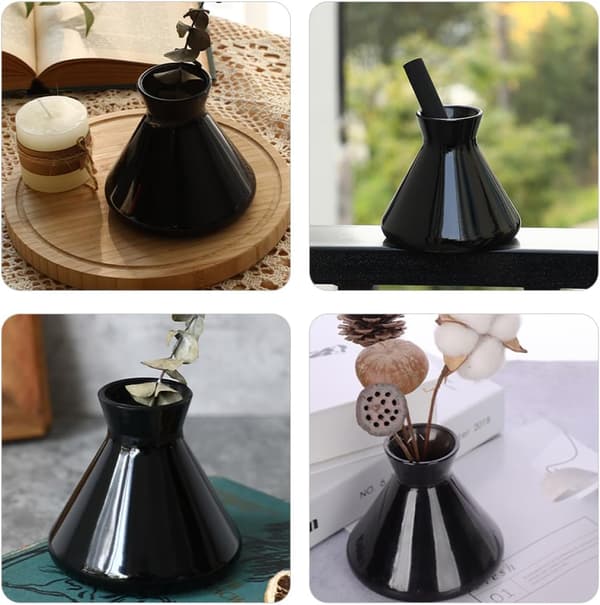 Nordisk stil glas aromaterapi diffuser flaske parfumebeholder sort klokkeform