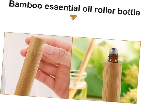 9 st eteriska oljerullflaskor i bambu, bärbar reserullbehållare för aromaterapioljor