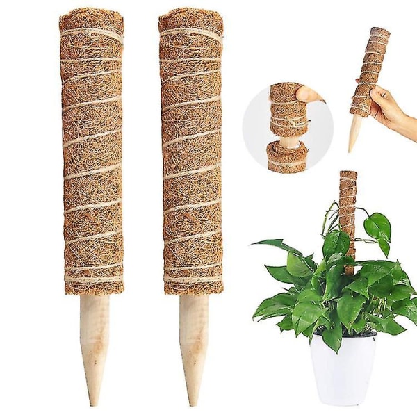 Plantestøttepinne - Mosestang med vridningsbånd for plantestøtteforlengelse (2 stk, brun)