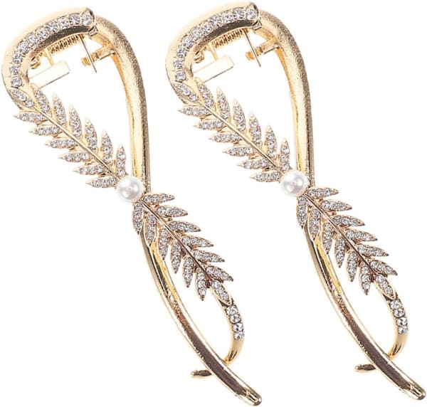 2 stk. Rhinestone Perle Hårklemmer Legering Hårspenner for Kvinner Bryllup Sidepynt Vintage Tilbehør