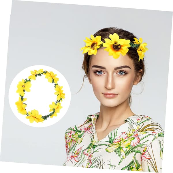 Solsikke krone hodebånd hårkrans for brudefestivaler blomsterhodeplagg solsikkedesign