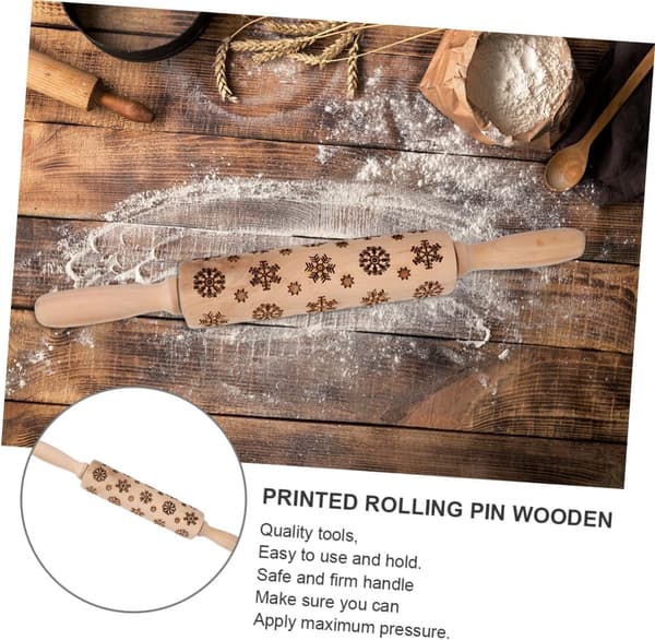 Kjevle i plast med julemønster for baking med preget snøfnuggdesign Bakeredskap