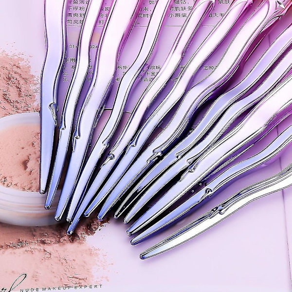 12 stk. Spiral Makeup Pensler Kunstig Fiber Lilla
