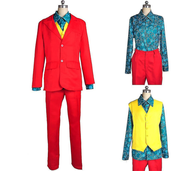 Arthur Fleck Joker Men Costume Red Suit Outfit Fancy