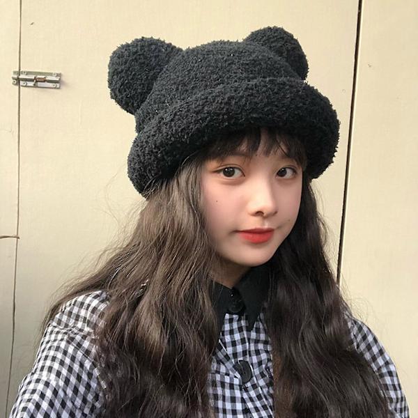 Voksen Tegneserie Bjørnøreformet Polyester Spandhat Fluffy Plys Vinterhue Wine red
