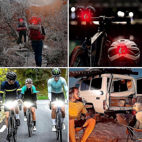Sykkellys Baklykt Hovedlykt kompatibel med nattkjøring, oppladbar Bright LED-lommelykt, multifunksjonell