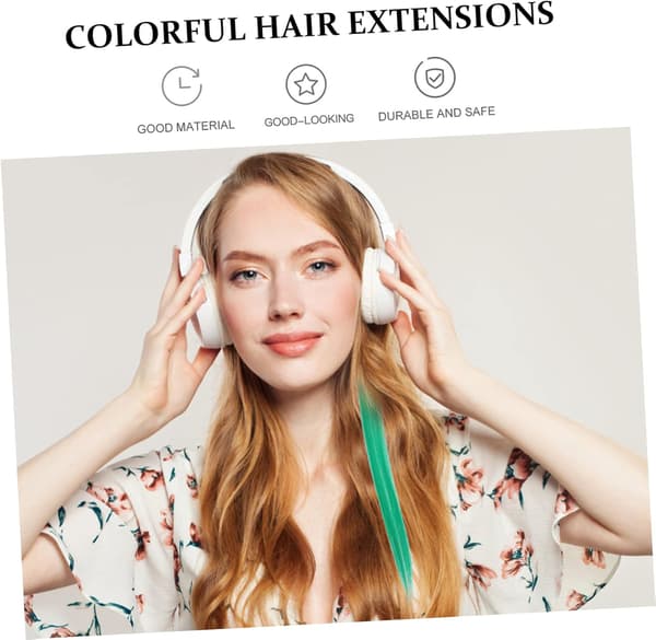 10 stk Hårklemme i extensions Grønne hårextensions for jenter Usynlig klemme