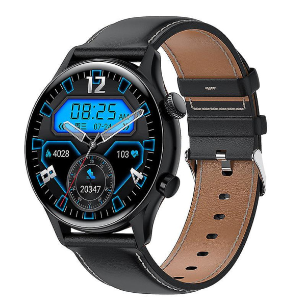 Bluetooth-klokke med samtalefunksjon, pulsmåling, blodtrykk, blodsukkermåling, NFC og offline betaling Black three beads black glue