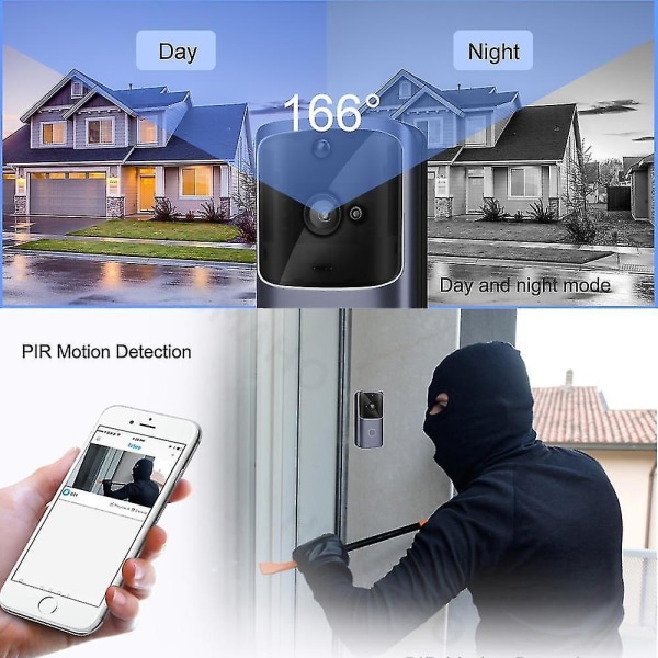 Dørklokke Smart Home Trådløs telefon Dørklokke Kamerasikkerhed