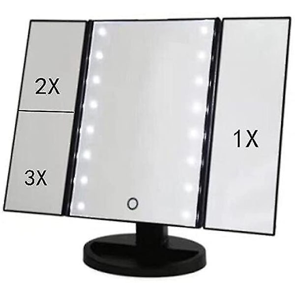 Belyst Smink Spegel 22 LED-lampor 180° Rotation 1x/2x/3x