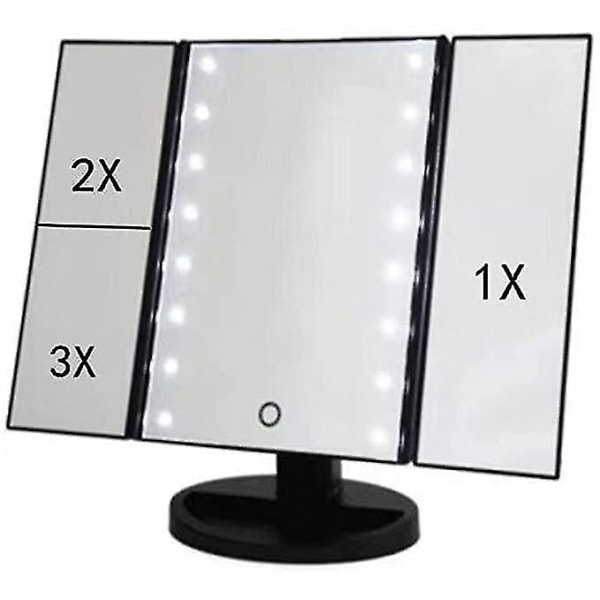 Belyst Sminke Spejl 22 LED Lys 180 Rotation 1x/2x/3x