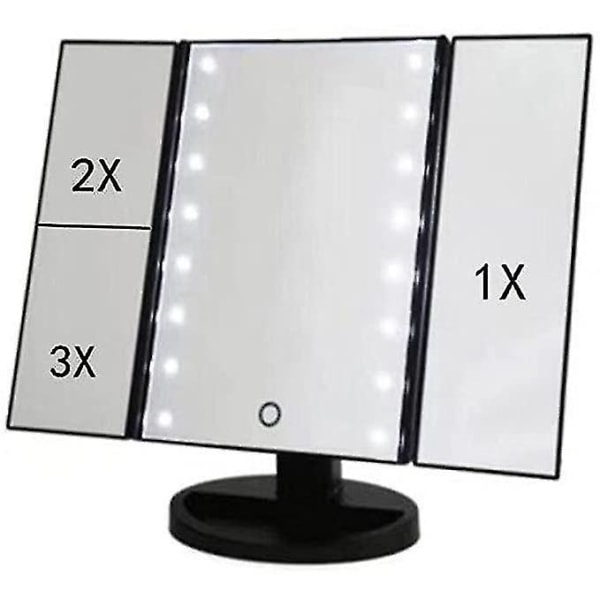 Oplyst makeupspejl 22 led lys 180 rotation 1x/2x/3x