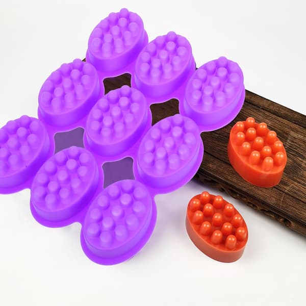 9-hullers silikone massage sæbeform oval form til DIY håndlavet sæbefremstilling non-stick forme
