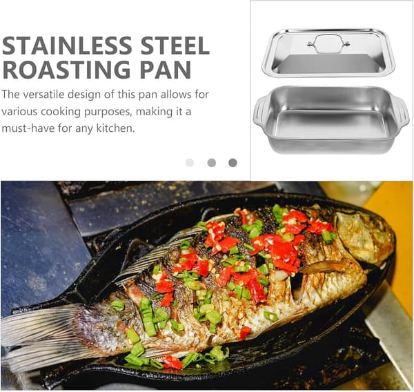 Rustfrit Stål Grillet Fiskefad Skaldyrsfad Rektangulær Bærbar Stegepande Materiale i Rustfrit Stål