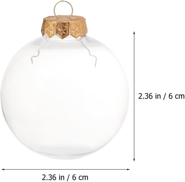 12 stk. fyllbare julekulepynt 6 cm DIY hengende kuler til juletrepynt