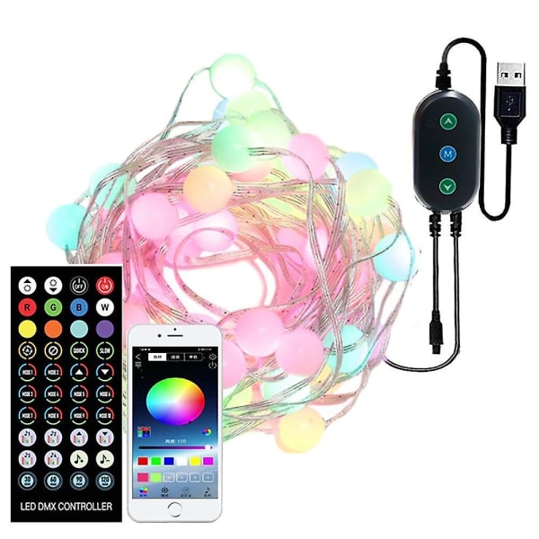 10m Smarte LED-julelys med appkontroll, 20 scener, varm hvit