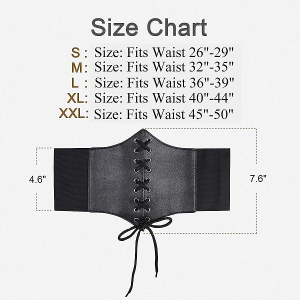 Elastisk kostyme for kvinner midjebelte snøring knyttet Waspie korsettbelter for kvinner