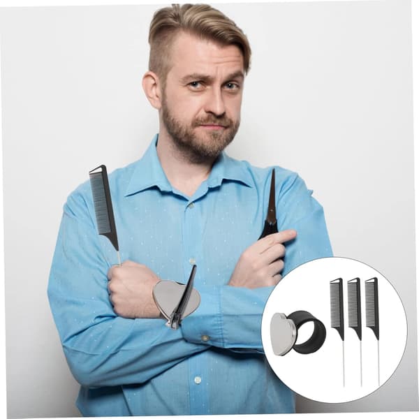 Magnetisk Hårstyling Kam Sæt 4 stk Sort Silikone Hjerteformet Halebørste
