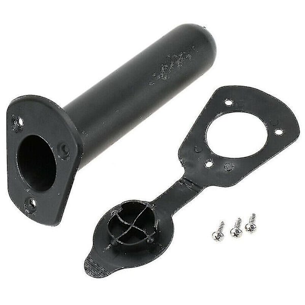 Flush Mount Stang Holder til Kajakstang med Kapsel Dæksel Beslag Fiskeri Båd (sort)(2stk)