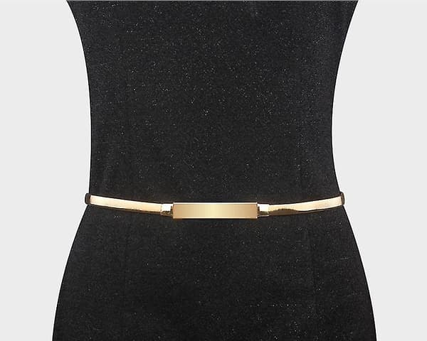 Dam Skinny Elastiska Midjeband Metall Midjebälte Med Interlock Spänne (2 st, Guld, Silver)