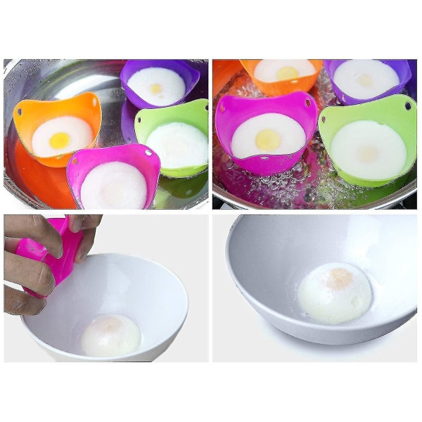 Sett med 6 Silikon Eggkokere - Perfekt for å lage Kokte Egg - Høy Kvalitet A-yuhao