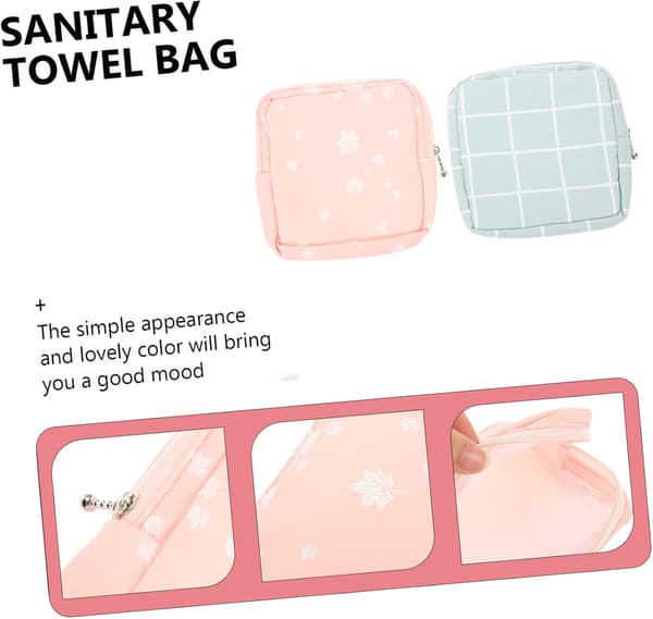 2 stk. oppbevaringsveske for bind, liten multifunksjonell beholder for menstruasjonsbind