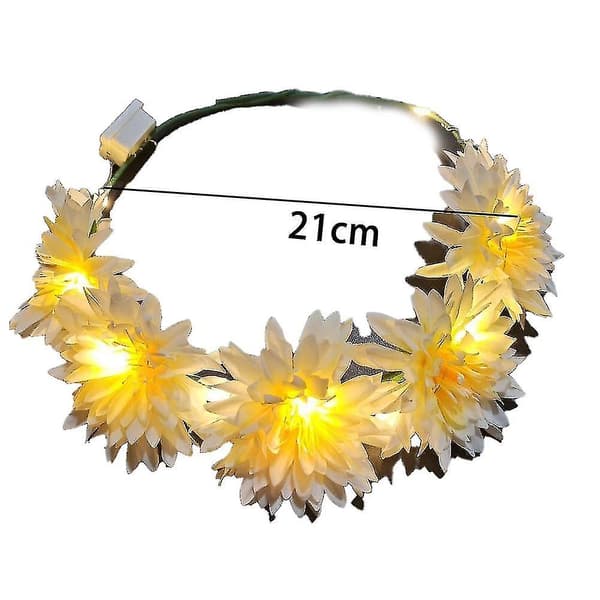 LED Blomsterkrans, Blomsterkrans Hodebånd Lysende LED Blomster Hodeplagg Blomster Hodeplagg 1stk-gul