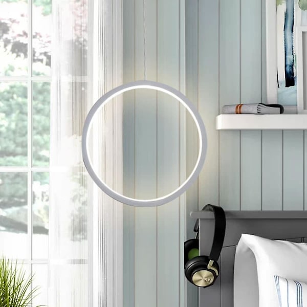 2 stk. 20 cm LED Hængende Lampe Cirkel Sengelampe Aluminium Ramme