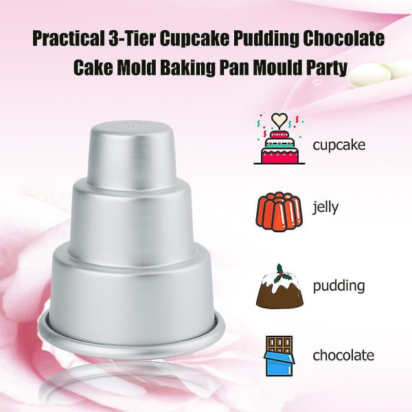 Praktisk 3-lags Cupcake Pudding Chokoladekageform