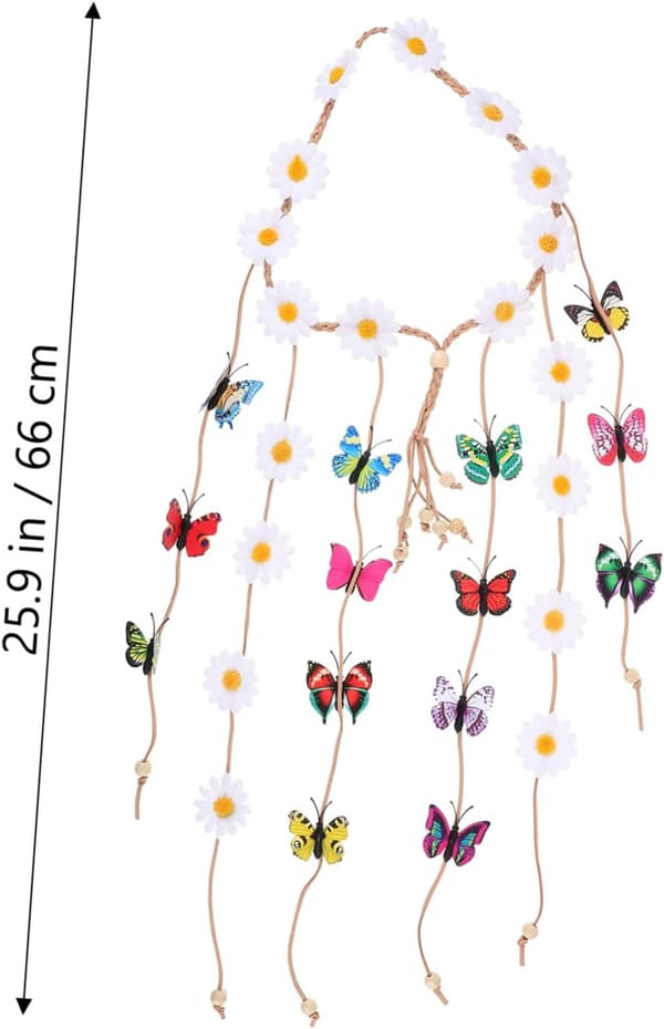 Sommerfugl Hårbånd Kvinner Hodeplagg Blomster Hår Dusk Pannebånd for Hippie Stil