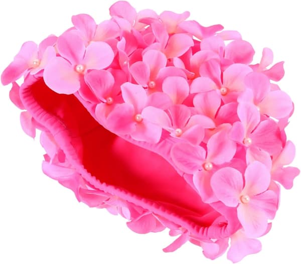 Vanntett blomsterbadehette for kvinner voksne, håndlaget hawaiisk kronbladdesign