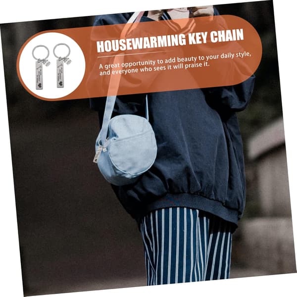 Nøgleringe til indflytningsfest i rustfrit stål Stilfuld nøglering til hjemmet Holdbart og unikt design