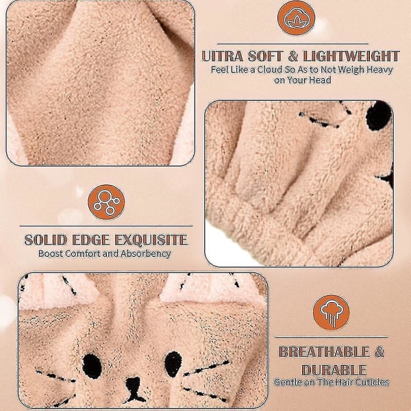 Håndklehette for hårtørking Myk Absorberende Tørkehette Hodetørke Wraps
