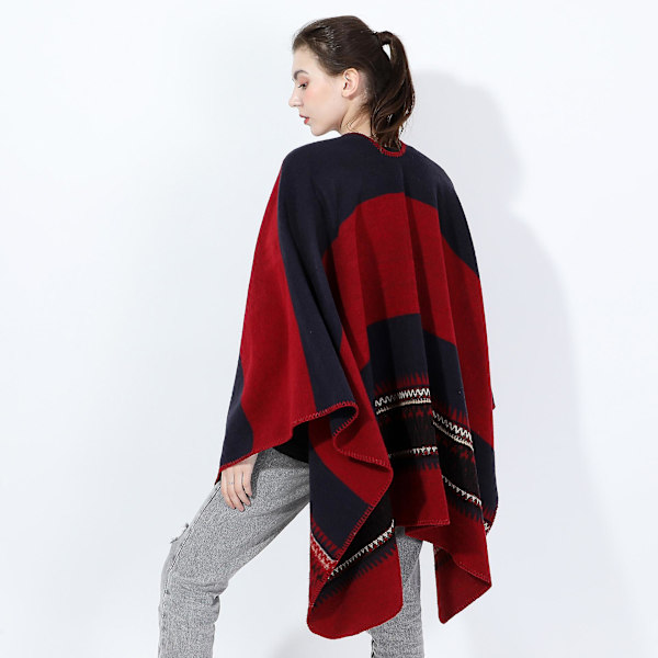 Dame Poncho Cape Åpen Front Vår Cardigan Dame Reversibel Fri Størrelse Cape Trykt Overdimensjonert Varmt red