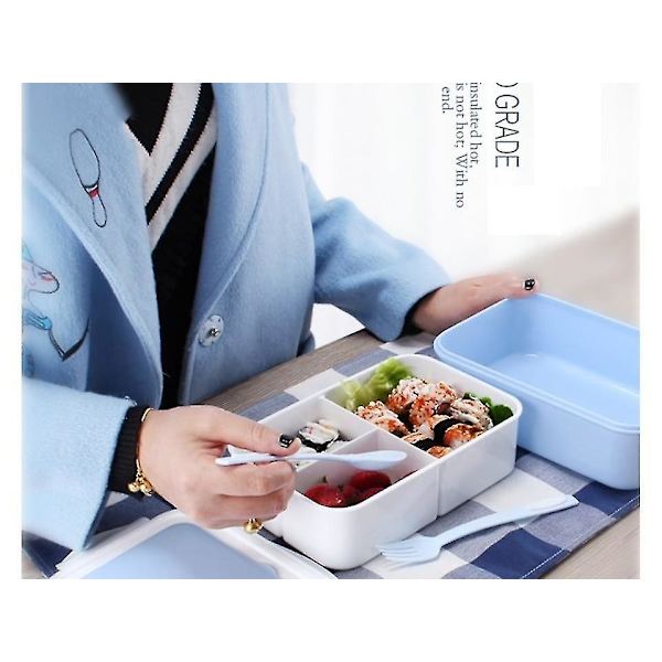 1400ml Mikrovågsugnssäker Japansk Lunchlåda Bento Blå