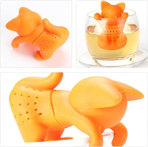 Silikone te-infuser sæt med brugervenligt design 3 stk. sød kat orange