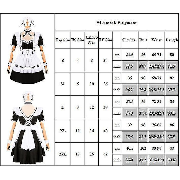Anime Fancy Costume Kvinnor Fransk Förkläde Kläder Set Sailor Jk Kläder 2XL