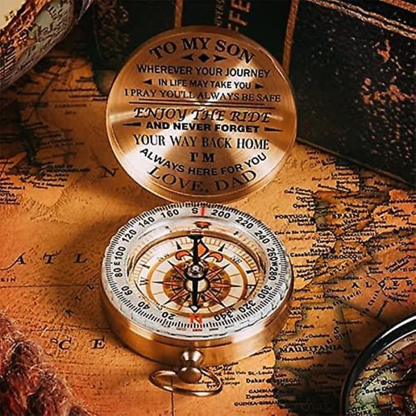 Kobberkompassgave til sønnen min Nyt turkompasset Jul Unik gave til sønn Vintage kompass