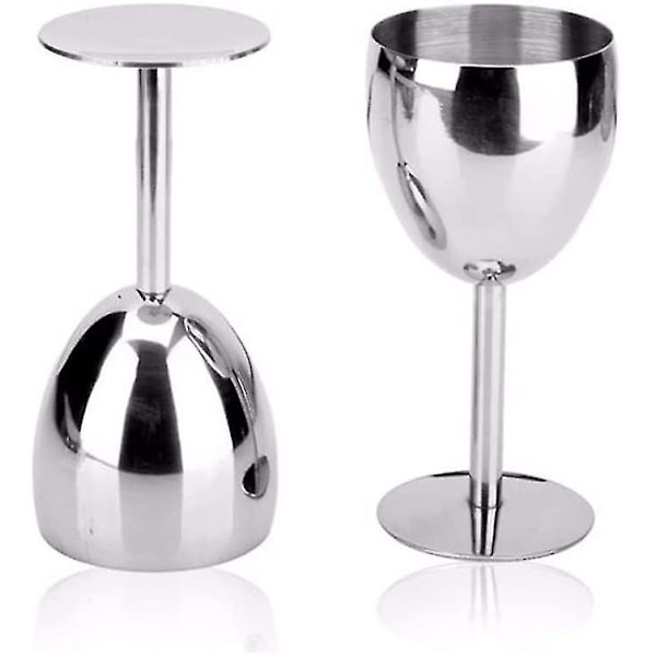 2 st Silver Rostfritt Stål Vinglas Bägare 500ml