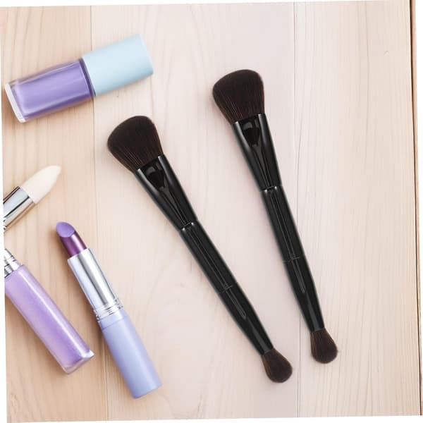 2 stk. multifunktionel makeupbørste dobbeltendet pudderbørste til highlighter, kontur og blush til ansigtsmakeup