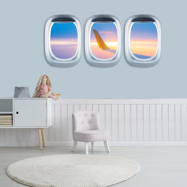 3 ark flylandskap dekal selvklebende veggdekal PVC-materiale assortert