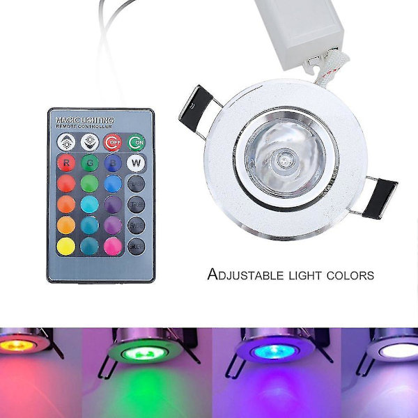 3W RGB LED Nedfelt Taklampe Spotlight Downlight