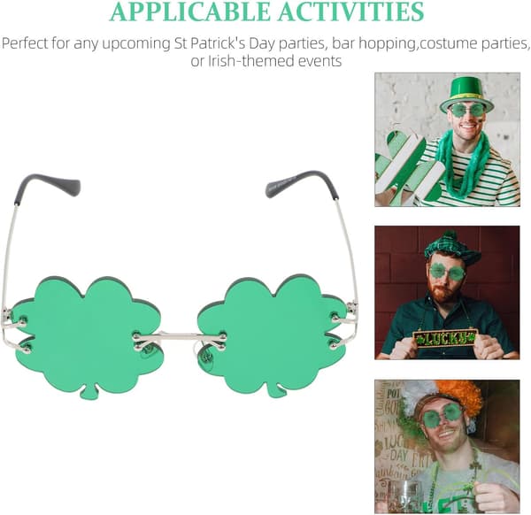 St Patrick's Day Briller 1 Par Chic Kløver Briller Guld Ramme og Mørkegrønne Linser Fest