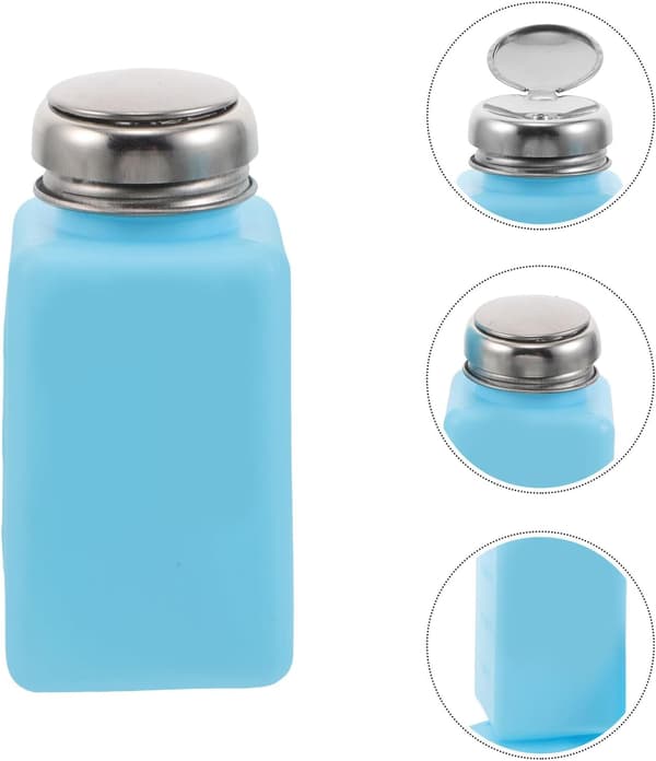 3 st antistatiska alkoholdispenserflaskor med nedtryckbar pump 180 ml blå plastflaskor
