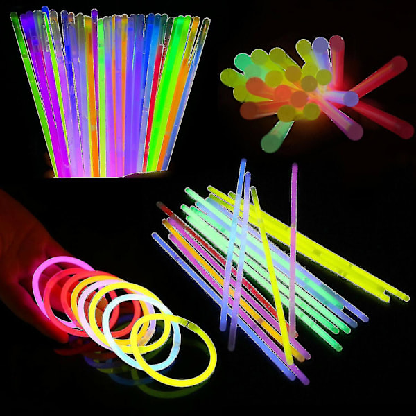 10-300 stk. Glødesticks Armbånd Halskæder Neon Farver Fest Favoritter Rave Diskotek 100PCS