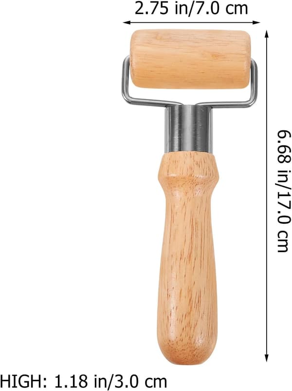 Deigrulle Multifunksjonell Kjevle i Tre og Rustfritt Stål Ergonomisk Design Enkel Stil Khaki Farge