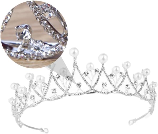 Brudekrone Perle Rhinestone Hodeplagg Elegant Bryllupshårdekor