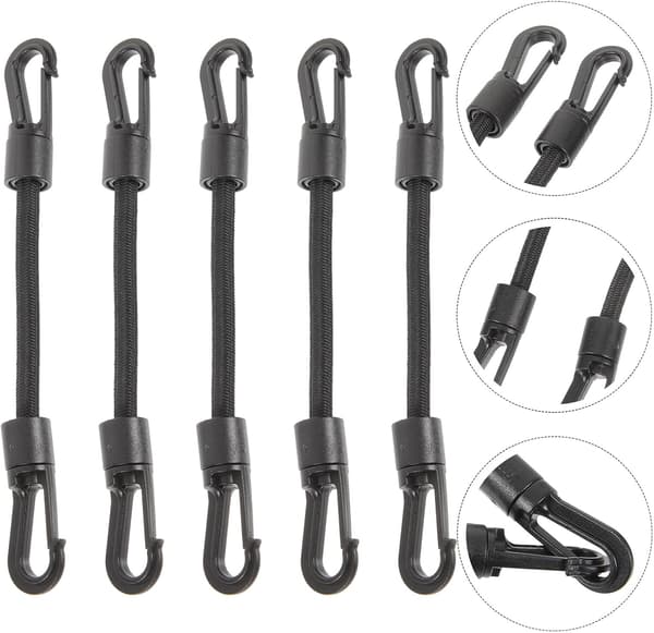 5 stk. elastiske krogstropper til udendørs camping multifunktionelle fastgørelsesstropper med snorkrog